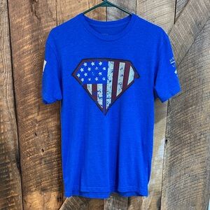 Grunt Style USA Flag T Shirt Men's Blue Superman TShirt Tactical Military M ~D21